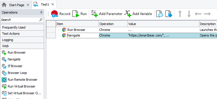 Navigating to web pages from keyword test