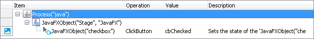 A keyword test operation over a JavaFX object that is not in Name Mapping