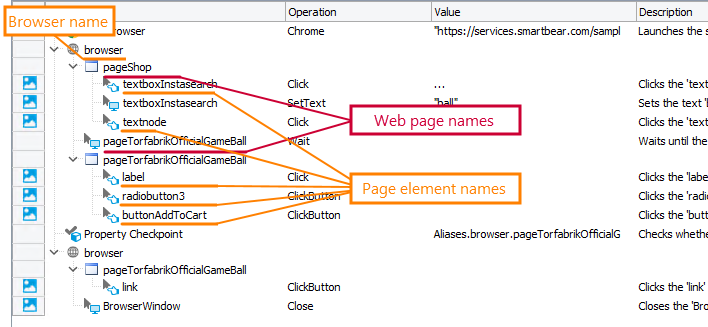 Getting Started with TestComplete (Web): Object names