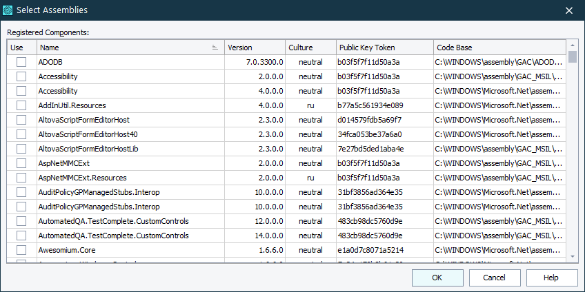 Select Assemblies Dialog