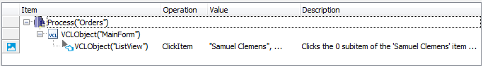 A keyword test operation over a C++Builder object that is not in Name Mapping