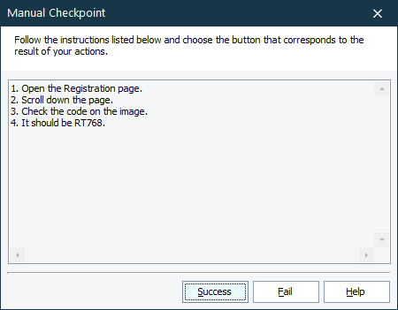 Manual Checkpoint Dialog