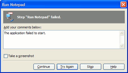 Step Failure Dialog