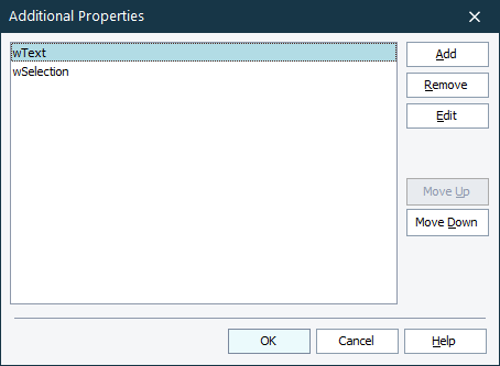 Additional Properties Dialog