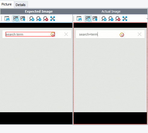 Image-Based Testing: TestComplete recognized the control, because the Pixel Tolerance parameter has an appropriate value.