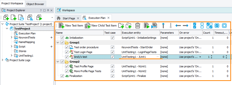 Running Unit Tests as Test Items