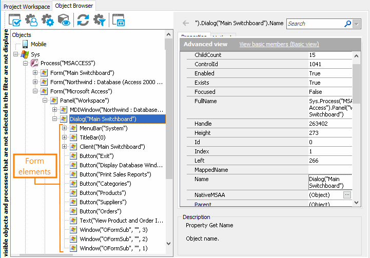 Microsoft Access Open Application in Object Browser