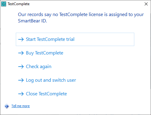 Start Trial dialog box