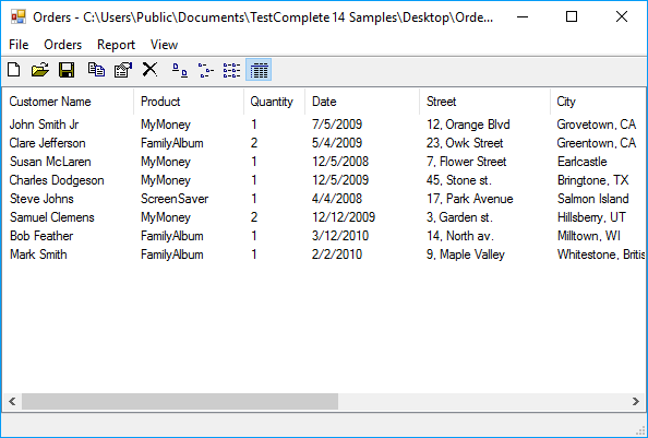 Getting Started With TestComplete (Desktop): Loaded Data