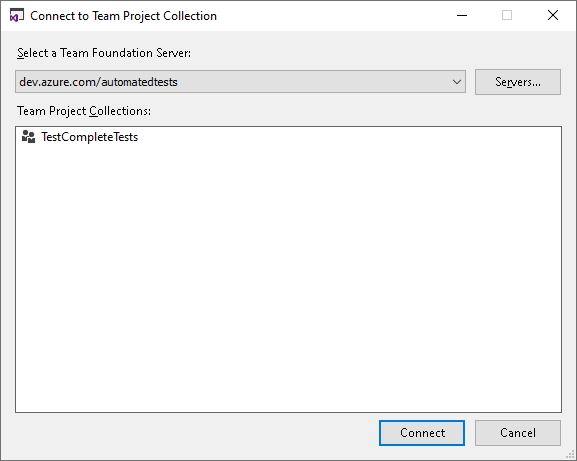 Connect to Team Project Collection Dialog