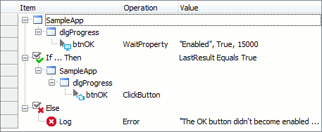 A keyword testing using the WaitProperty method