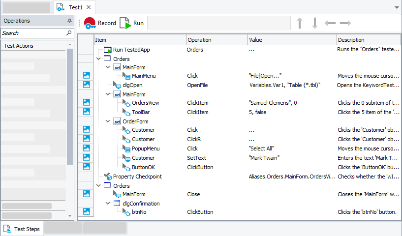 Getting Started With TestComplete (Desktop): The recorded test