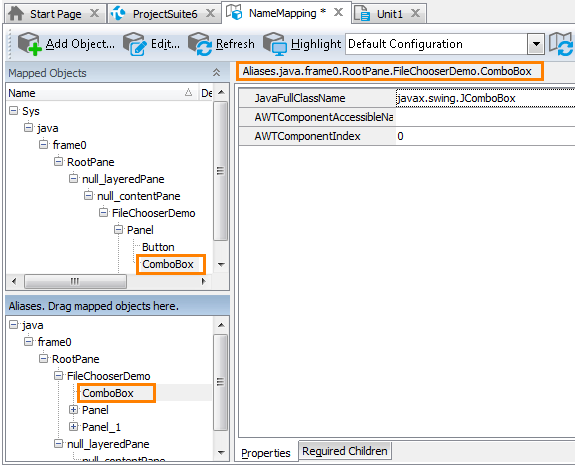 Sample Name Mapping for a Java application