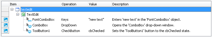 Sample keyword test recorded for Qt application