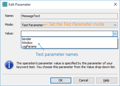 Automated testing with TestComplete: Setting operation parameters using a test parameter