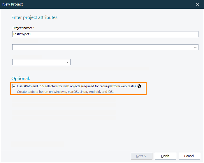Enabling cross-platform web testing when creating a new project Enabling cross-platform web testing when creating a new project