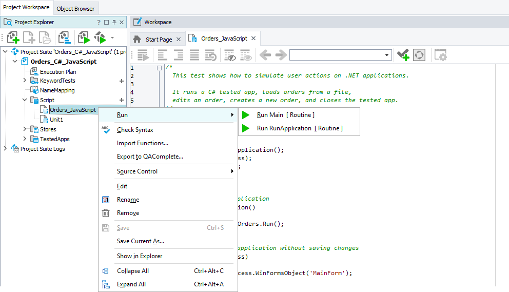 Running a script routine Running a script routine