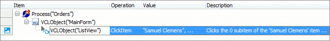 A keyword test operation over a Delphi object that is not in Name Mapping