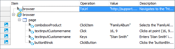 Sample keyword test recorded for Flex application