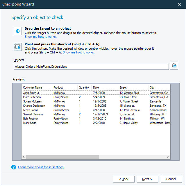 OCR Checkpoints: Selecting OCR object