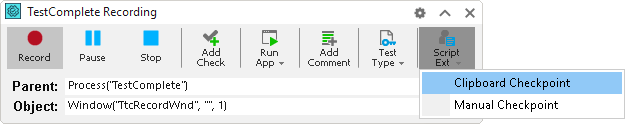 Clipboard Checkpoint on the Recording Toolbar