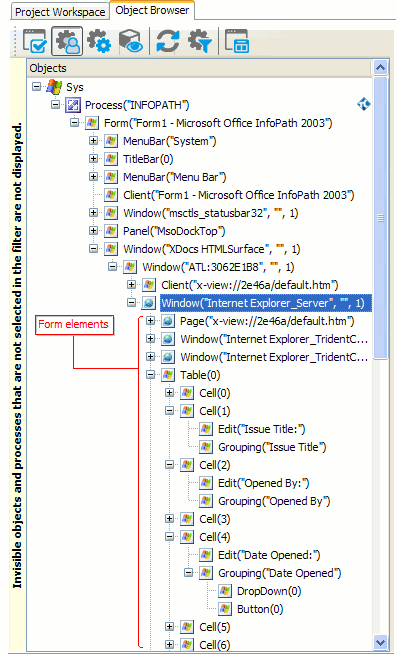 InfoPath Form in the Object Browser