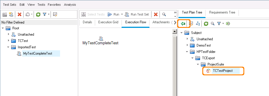 The Add Tests to Test Set button