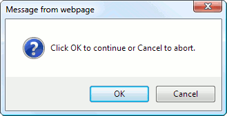 A confirmation box in Internet Explorer