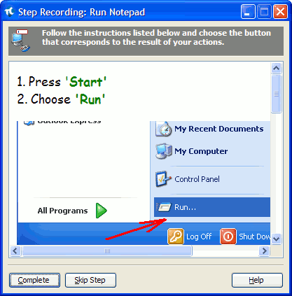 Step Recording Dialog