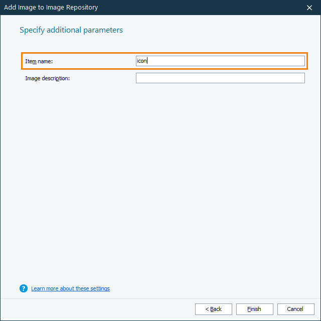 Image-Based Testing Tutorial:  Specifying additional parameters