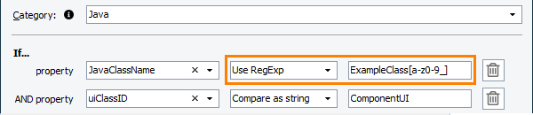 Regular expressions in property values