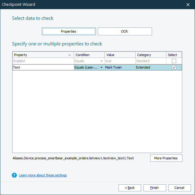 Getting Started With TestComplete (Android): The list of suggested properties