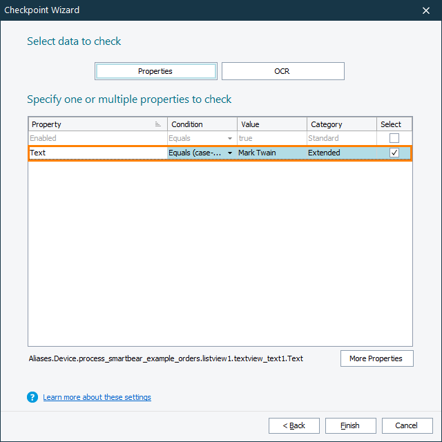Getting Started With TestComplete (Android): The Property Checkpoint Wizard