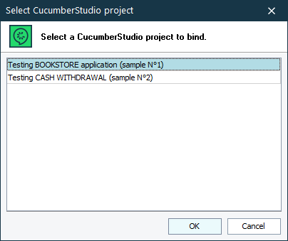 Select a CucumberStudio project dialog