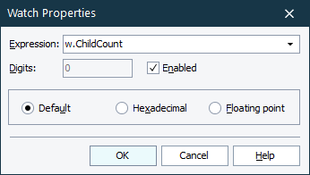 Watch Properties Dialog