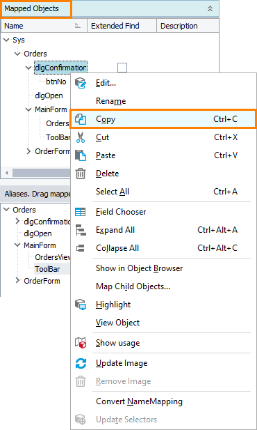 Copying mapped objects