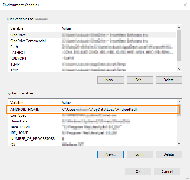 The ANDROID_HOME environment variable