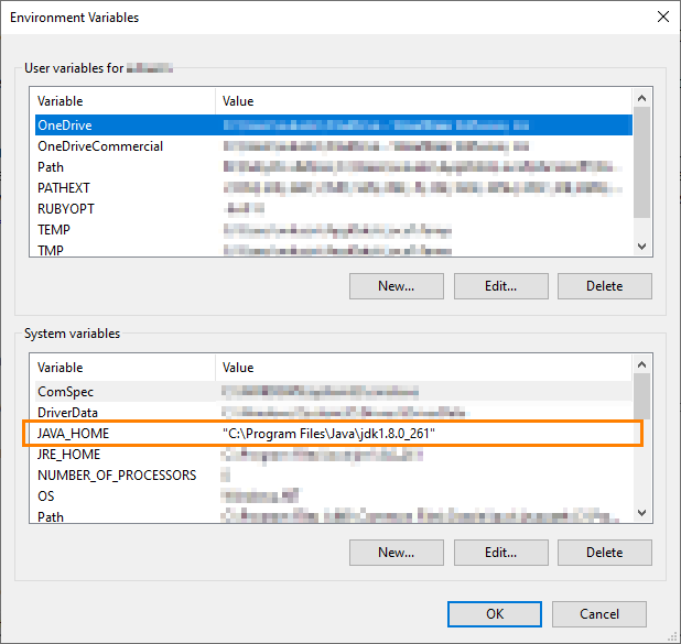 The JAVA_HOME environment variable