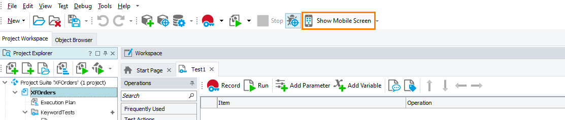 Testing Xamarin.Forms applications tutorial: Show Mobile Screen window