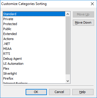 Categories Sorting Dialog