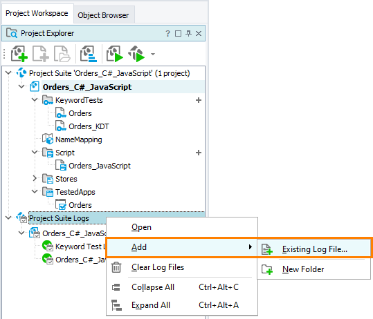 Import existing log files