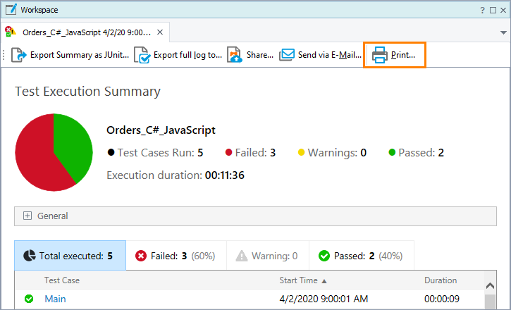 Printing Summary reports