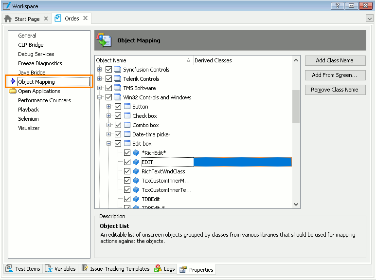 Supported controls specified for the current project Supported controls specified for the current project