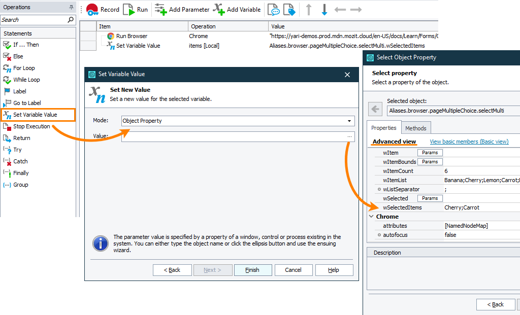 Storing the list of selected items to a variable Storing the list of selected items to a variable