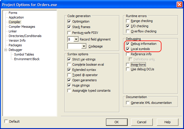 Project Options: Compiler Project Options: Compiler