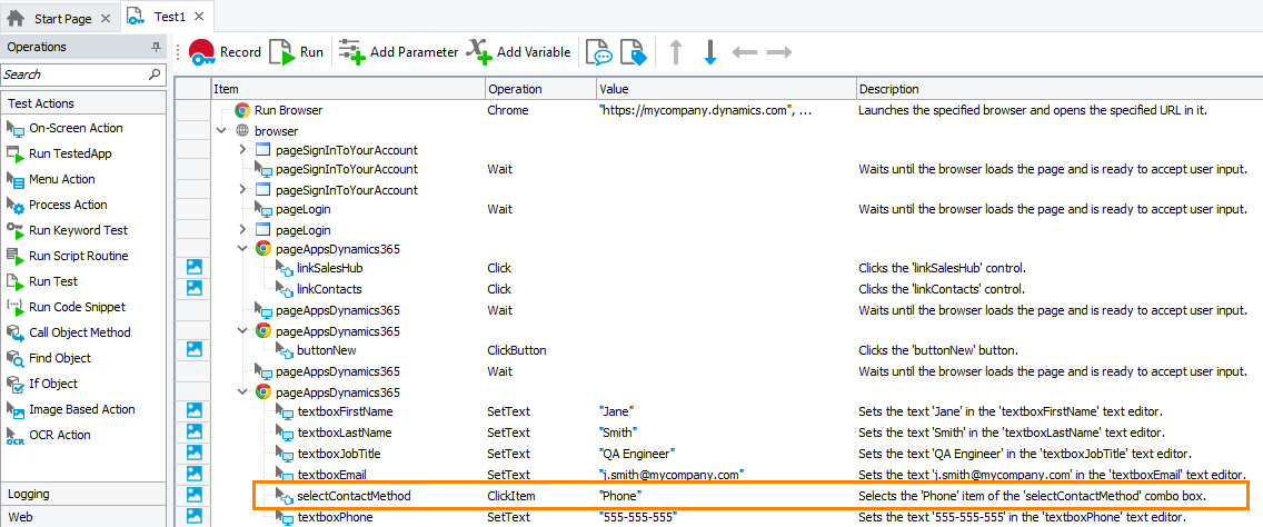 Simulating user actions in keyword tests Simulating user actions in keyword tests