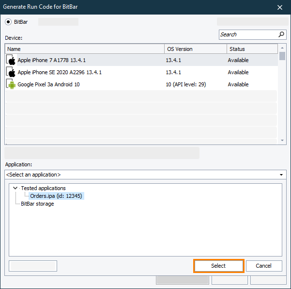 Getting the app ID in the Generate Run Code dialog Getting the app ID in the Generate Run Code dialog