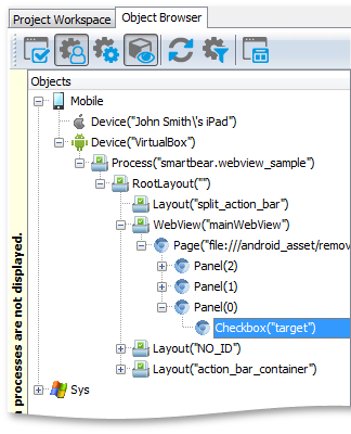 Hybrid Application Controls in the Object Browser Hybrid application controls in the Object Browser