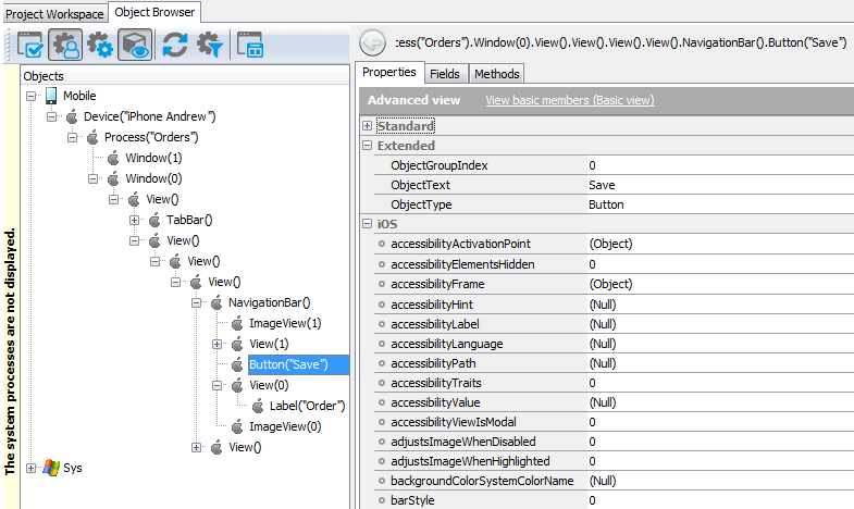 iOS Testing: Objects of iOS applications in the Object Browser iOS Testing: Objects of iOS applications in the Object Browser