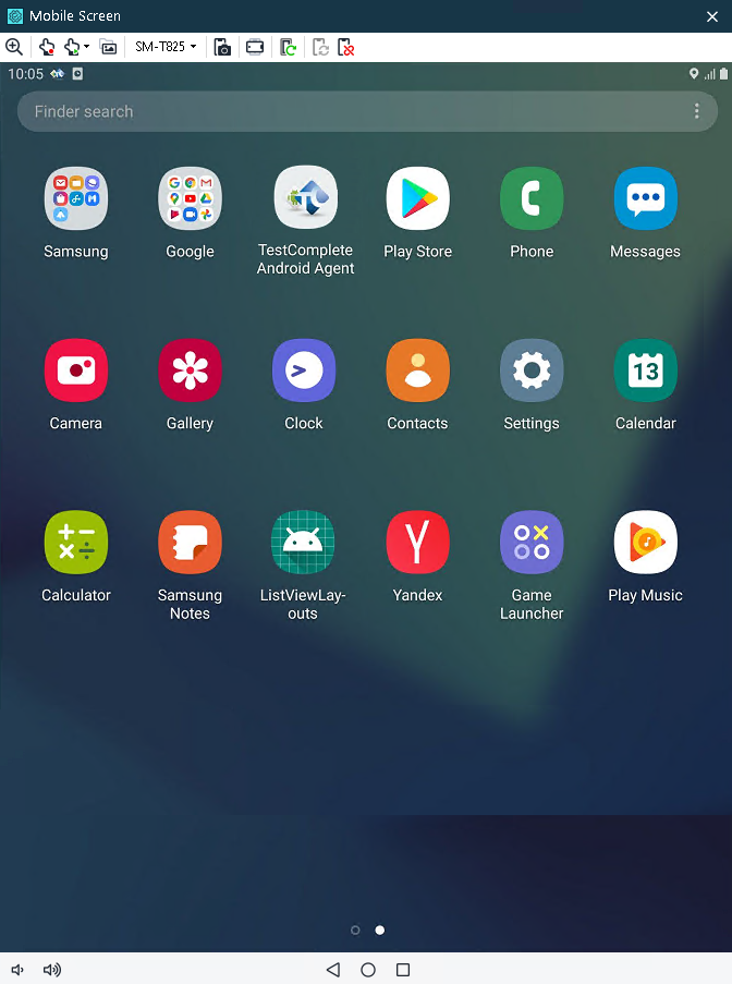 The TestComplete Mobile Screen window TestComplete Mobile Screen window